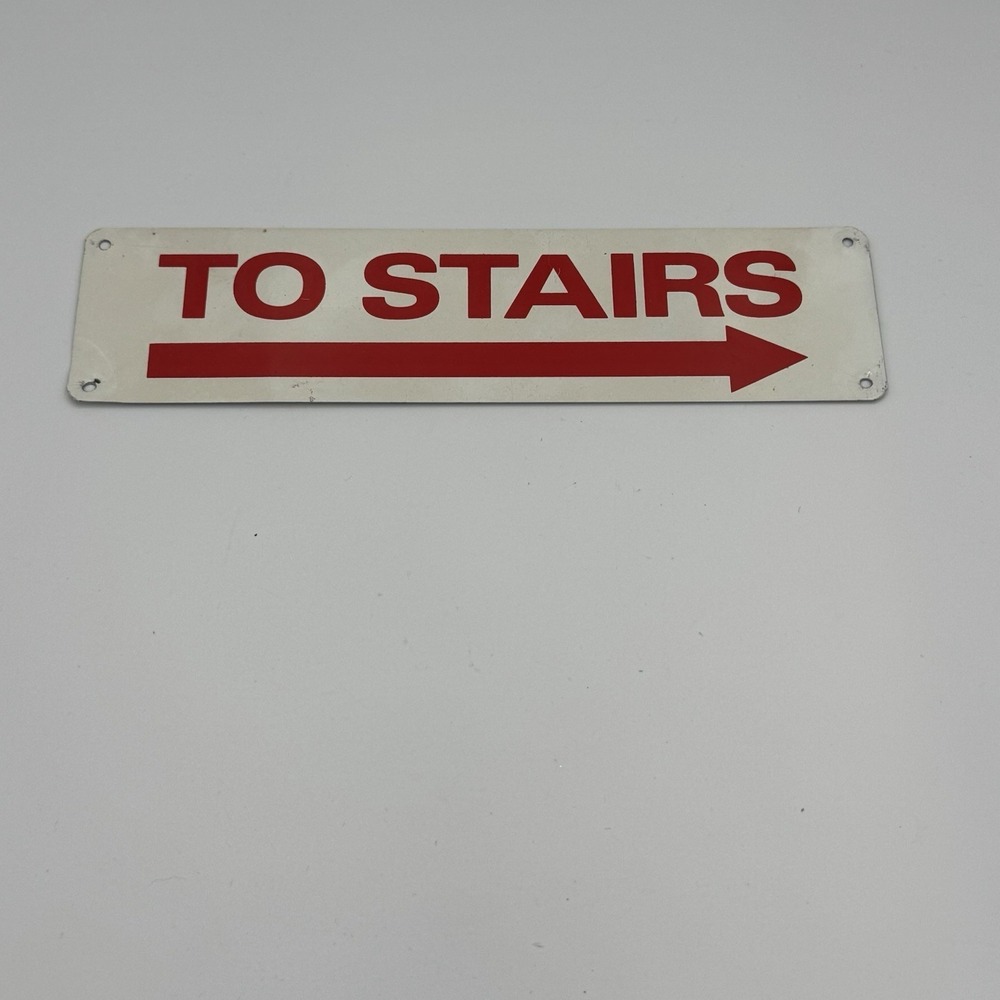 "to Stairs" White‎ Metal Sign Red Lettering